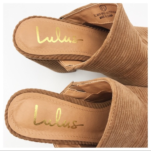 Lulus Raelynn Corduroy Peep-Toe Mules Size 6.5 - Picture 11 of 12